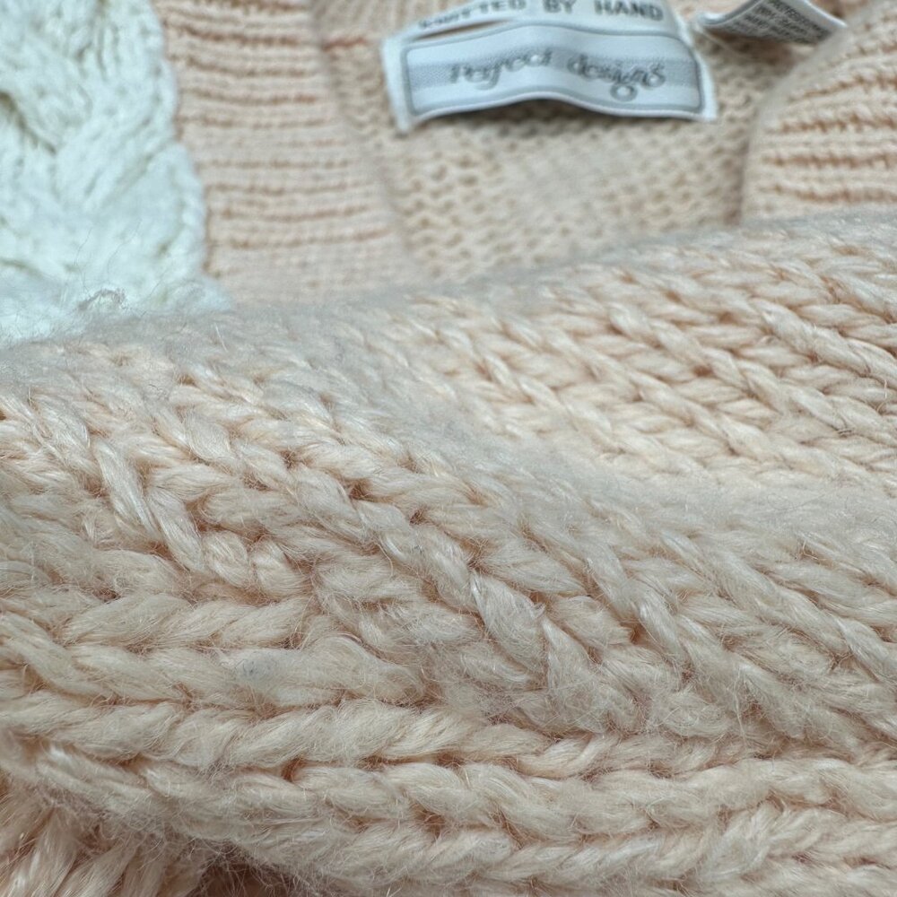 Vintage Cardigan Sweater 1980s Peach Cable Knit Small Perfect Designs Korea - Picture 5 of 7